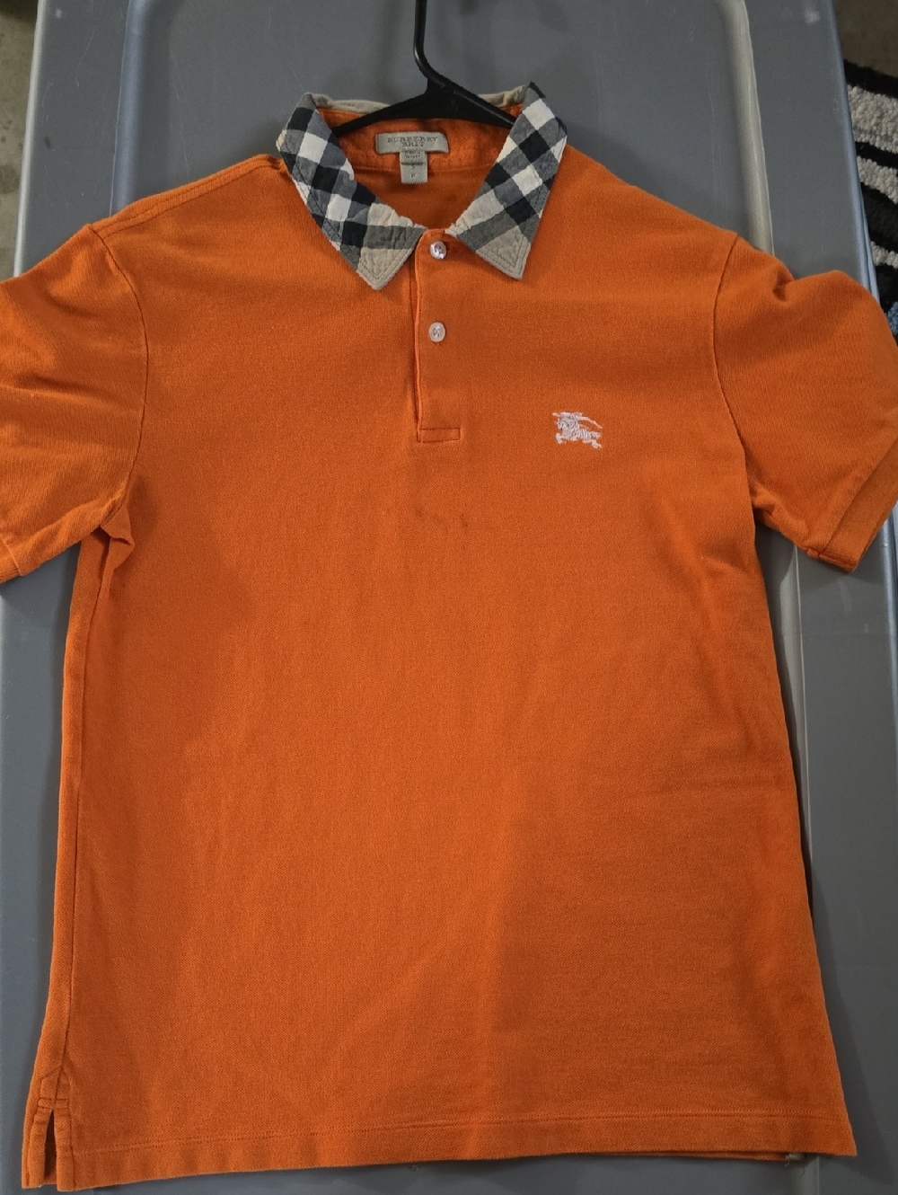 Burberry Orange Polo with Checkered Collar